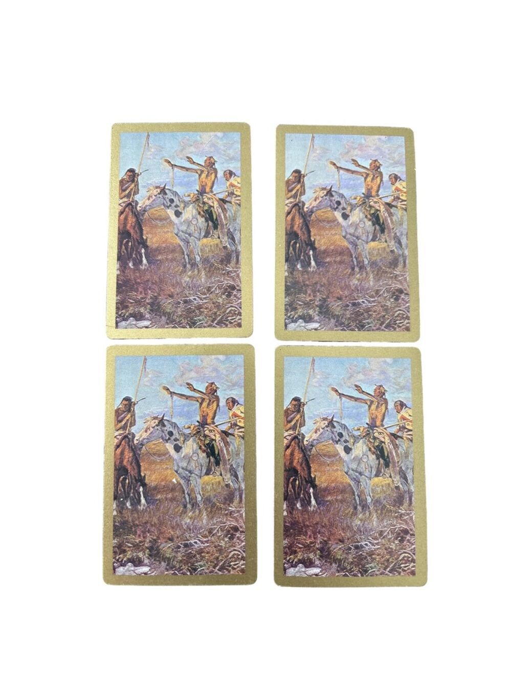 Vintage Playing Card Games One Size Gold White Western Cowboy
